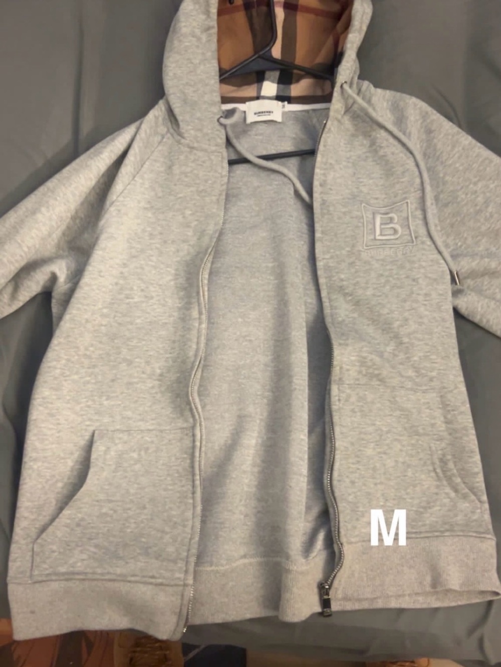 Kids Grey Zip-Up Hoodie Jacket with Embroidered 'B' Logo
